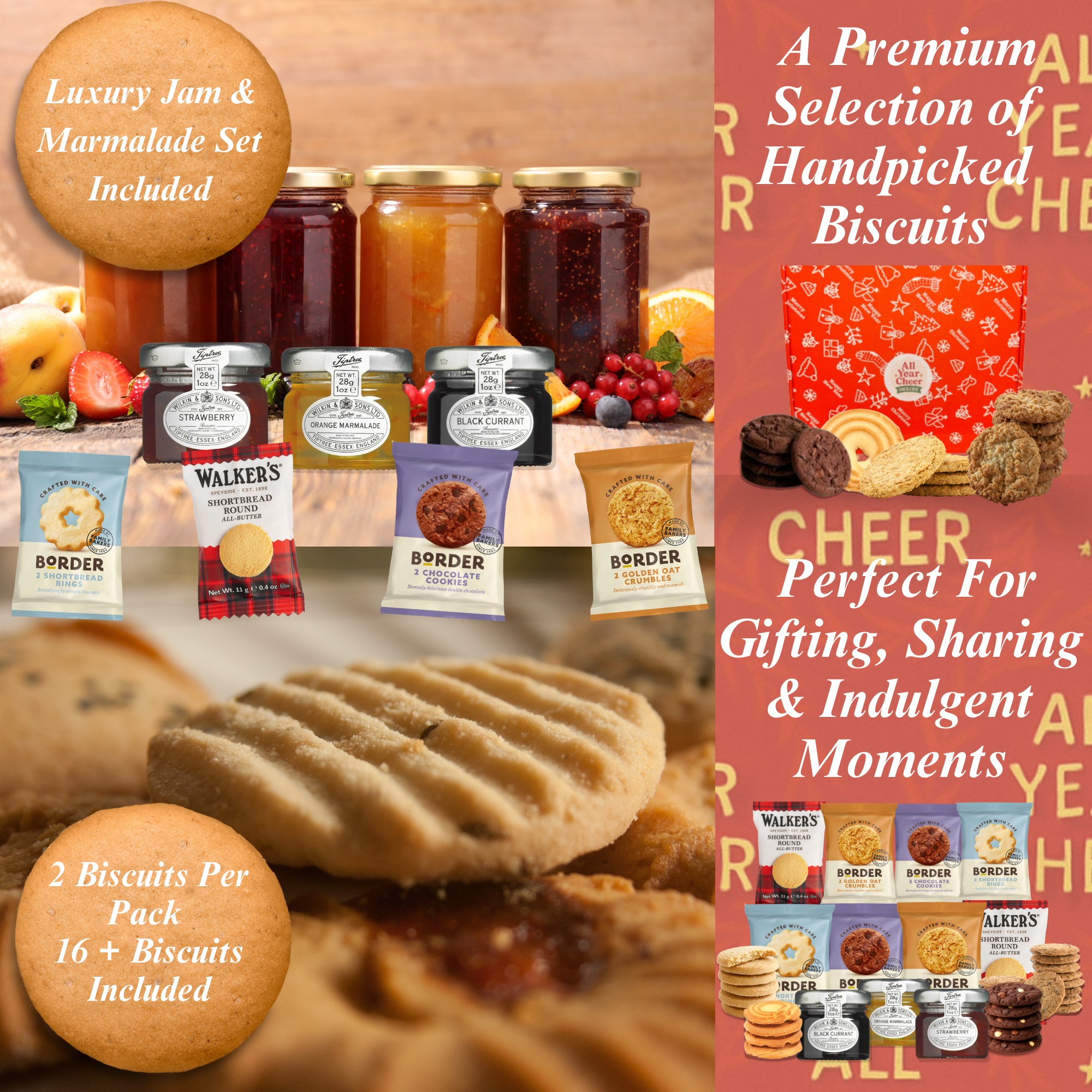 ALL YEAR CHEER Christmas Biscuits & Jam Gift Hamper - All Year Cheer